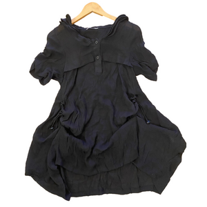 Striking Black loose baggy fit tunic dress top Size Small drawstrings
